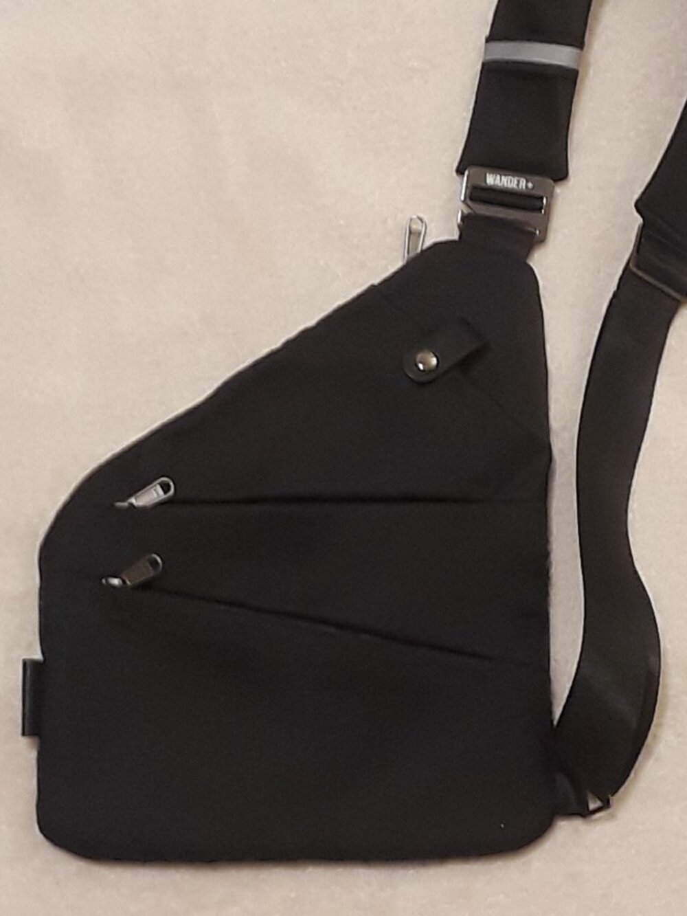 Wander Anti-Theft Unisex Security Travel Bag Adjustable Crossbody Black Nylon